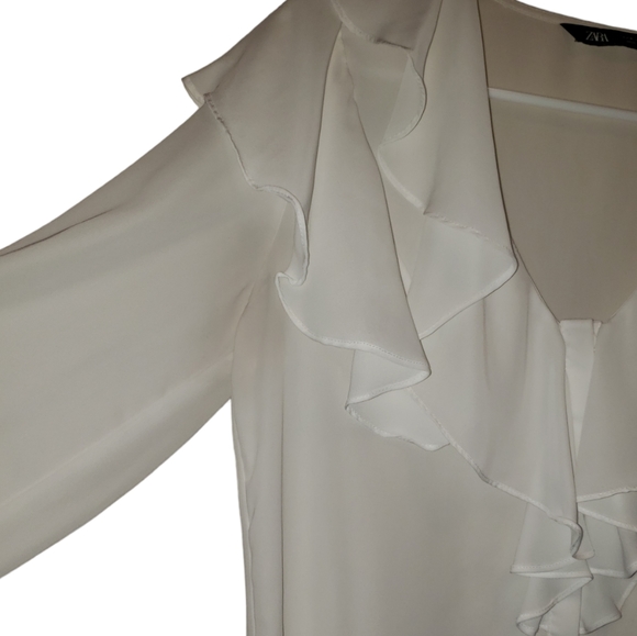Zara Women Ivory Long Sleeve Blouse - Picture 5 of 10